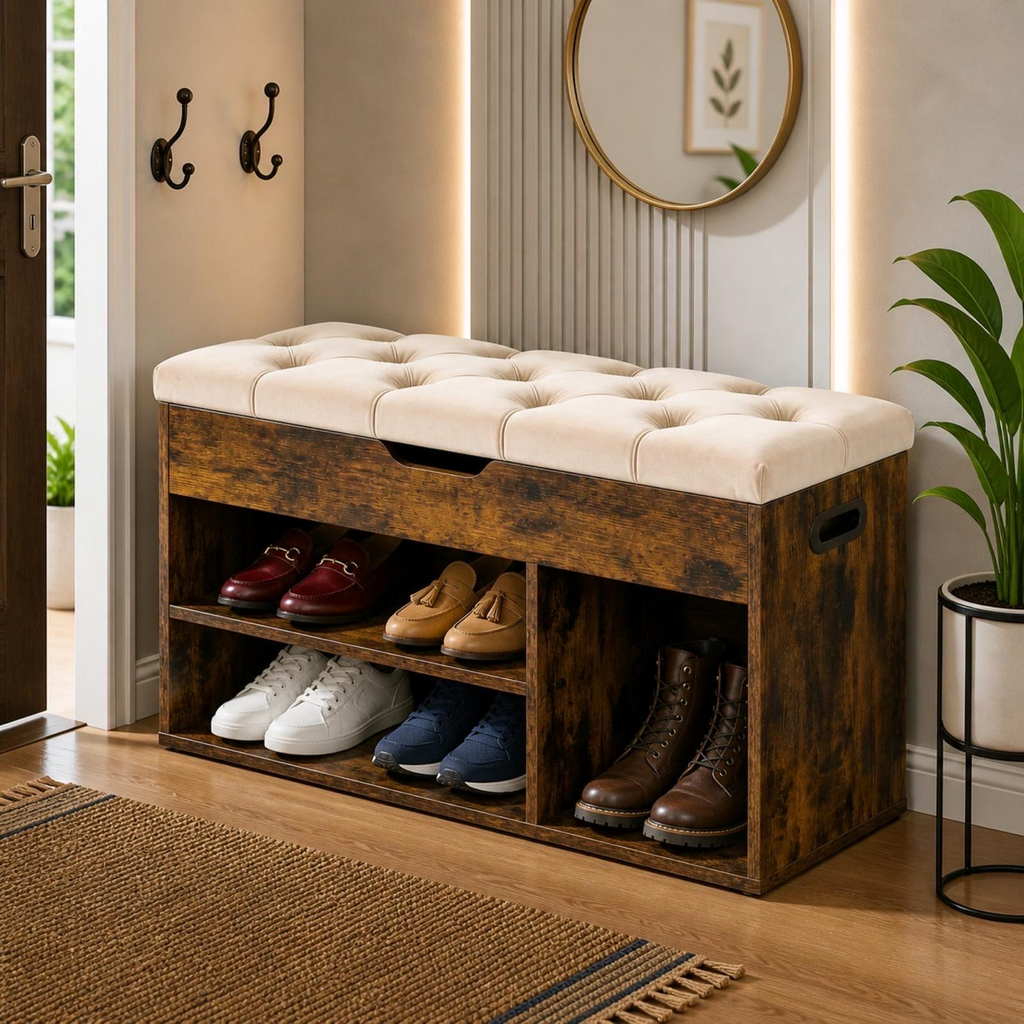 74.99 Shoe Storage Bench with Cushioned Seat