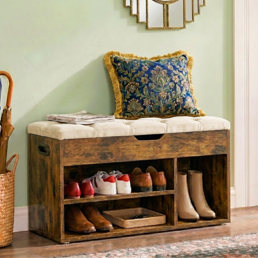 74.99 Shoe Storage Bench with Cushioned Seat