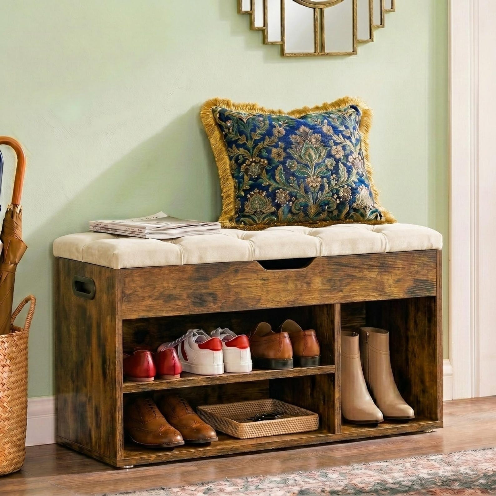 74.99 Shoe Storage Bench with Cushioned Seat